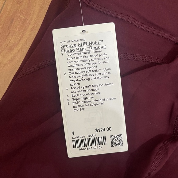 Lululemon Women SHR Groove Nulu Flared Pant Garnet Size 4 New With Tags - Picture 3 of 8